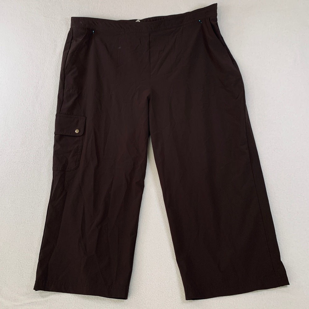 Zenergy by Chico's Women' Side Zip Wide Leg Cargo Cropped Pants Brown 3 (XL/16)‎